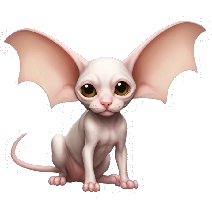 Cute Bat-Winged Sphynx-Rat-Mouse-Hybrid full body emoji