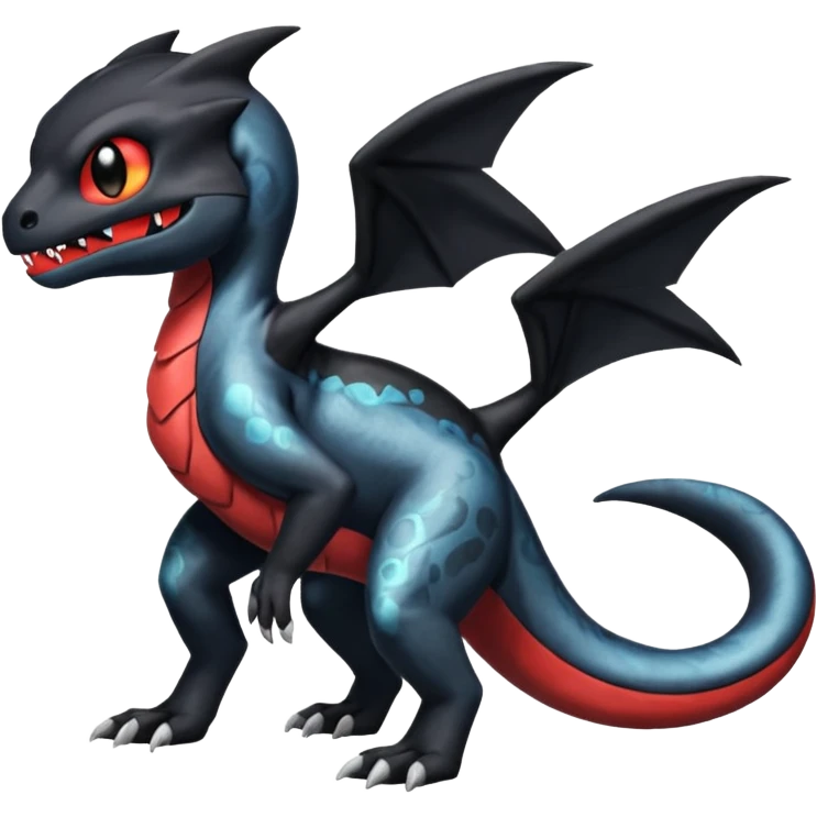 Shiny Duskull-Salandit-Umbreon-Charmeleon-Fakémon-hybrid-creature (full body)  emoji