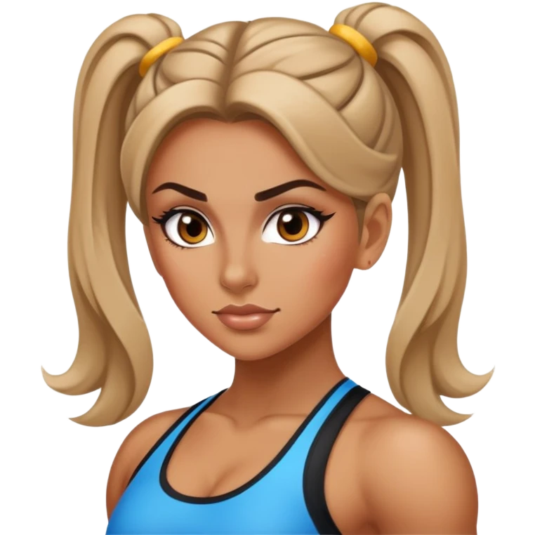 Strong gym girl, makeup, hairstyle emoji