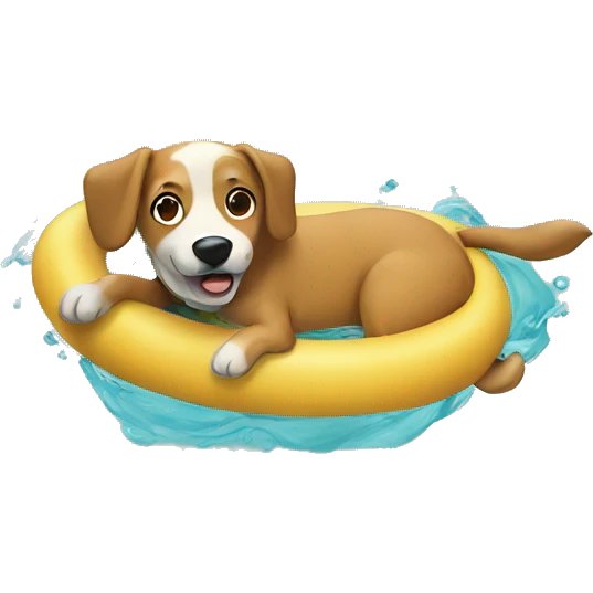 Dog  swimming with floaty emoji