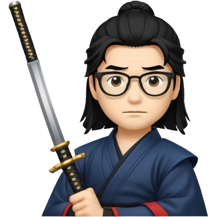 long hair samurai with glasses emoji