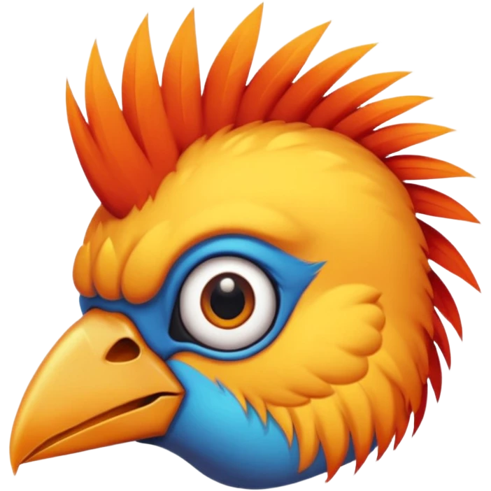bird with piercings  and mohawk single vibrant colour  two eyes emoji