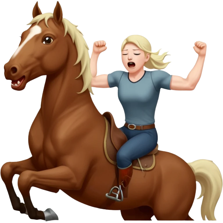 The horse bucks the person while the person screams in pain emoji