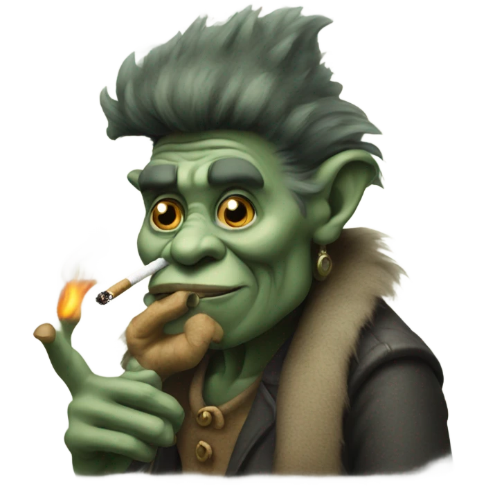Troll smoking cigarette emoji