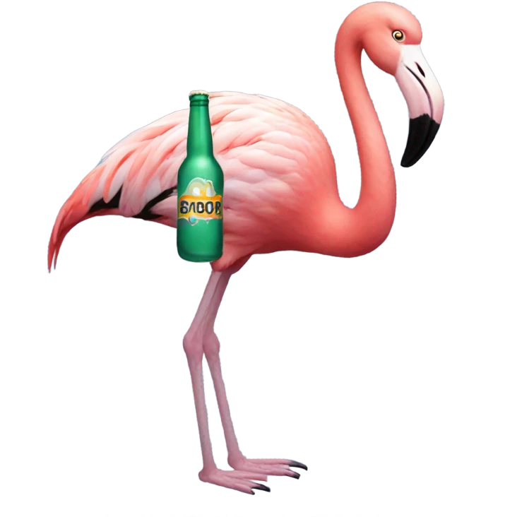 flamingo holding a beer emoji