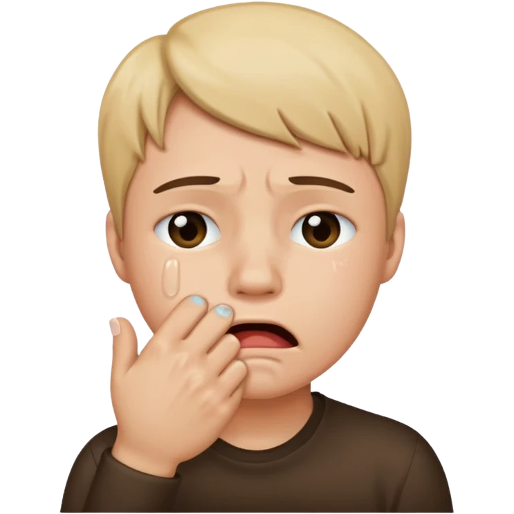 Crying emoji with fist covering mouth emoji