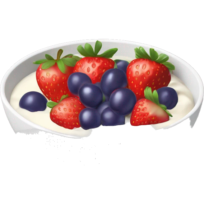 fruit yogurt bowl with strawberries and grapes emoji