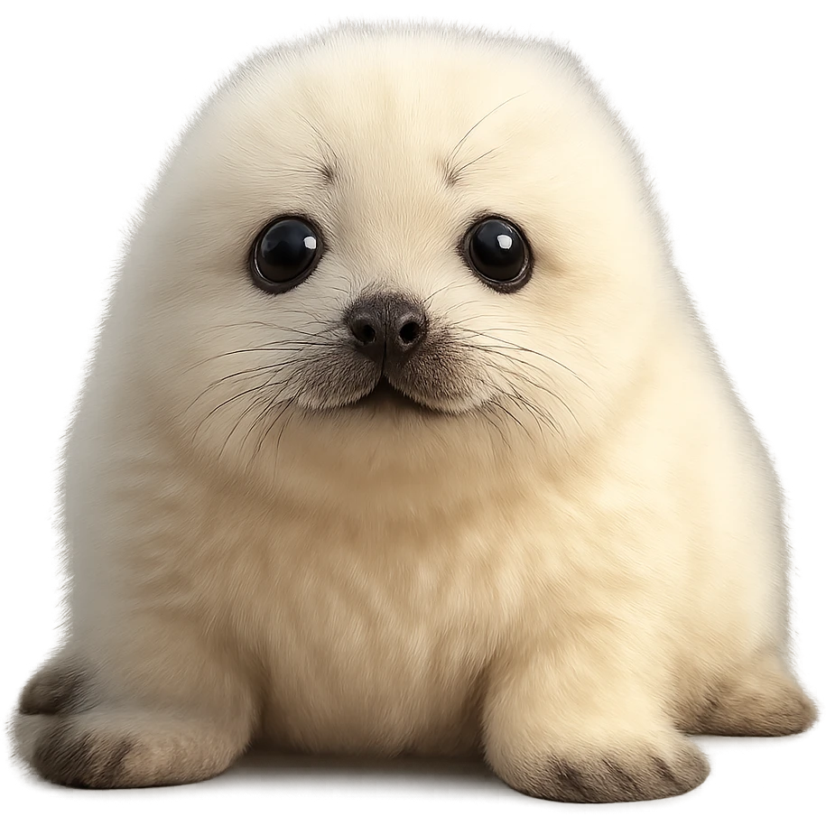 a cute baby seal with fluffy fur emoji