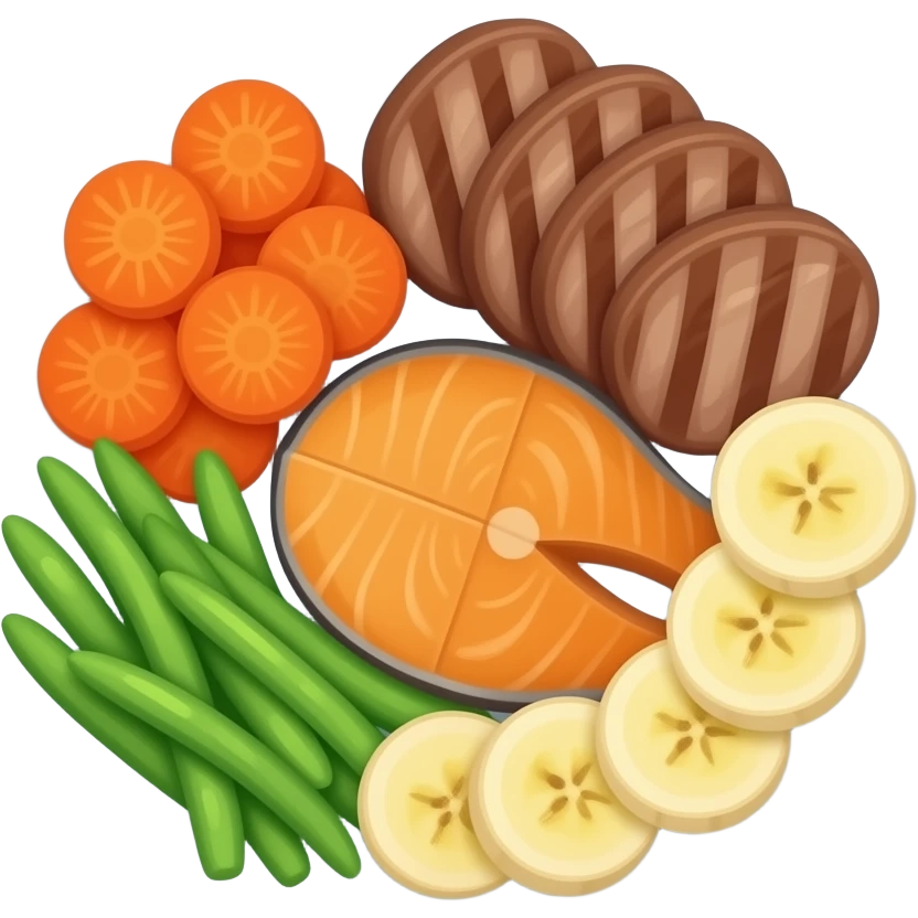 plate with carrot meat fish beans banana emoji