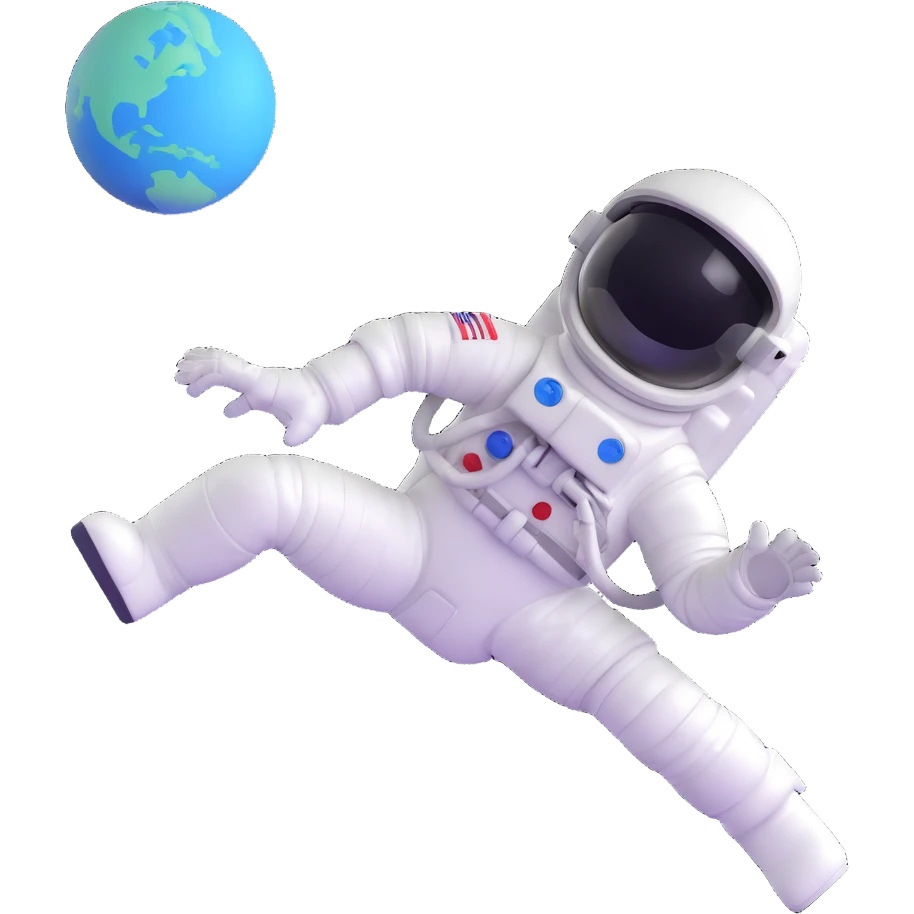 astronaut floating in space with bright colors and prominent details emoji