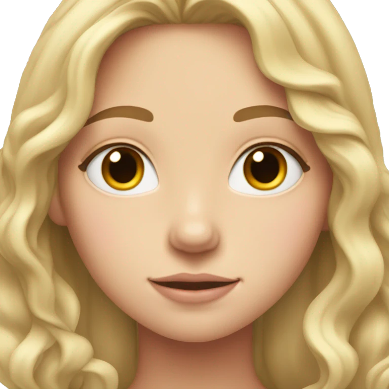 A teenage girl with fair skin and pink cheeks with long blonde wavy hair  emoji