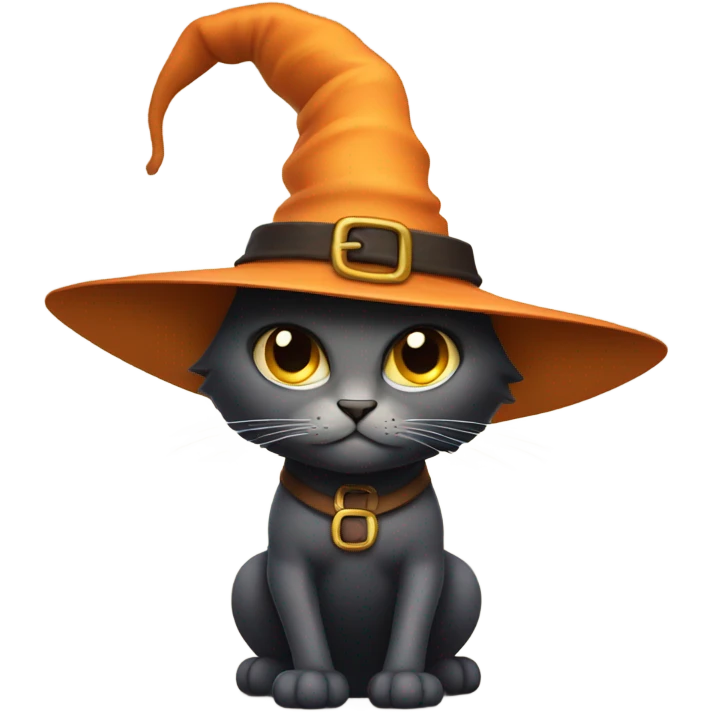 Cat with a witch hat and super strong legs emoji