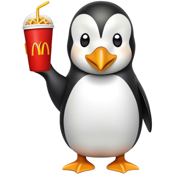 Penguin eating McDonald’s emoji