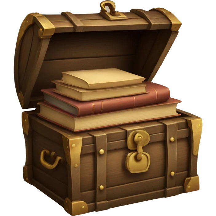 open vintage chest with old books inside  emoji
