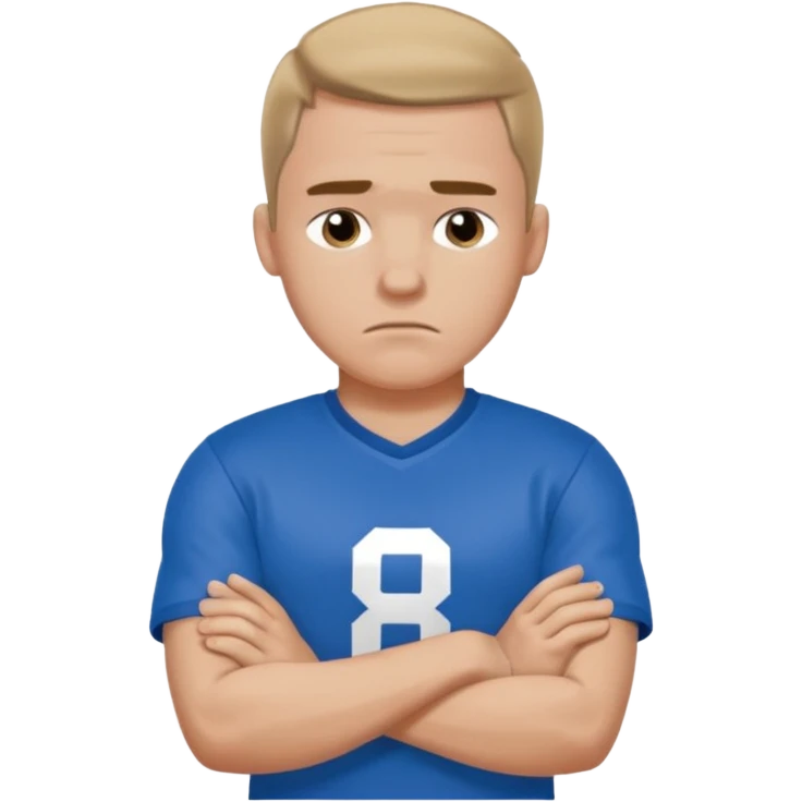 Cole Palmer in blue football t shirt crossed arms cold emoji emoji