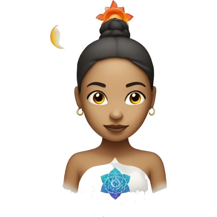 Light skin woman with 7 chakra symbols meditation  emoji