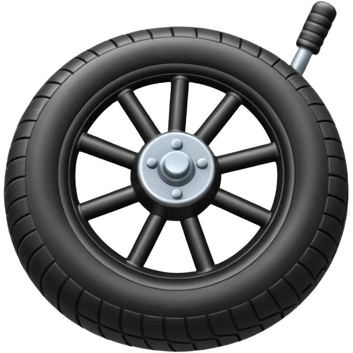 he aircraft's landing gear is one inflated, plump wheel with a strut, black in color emoji