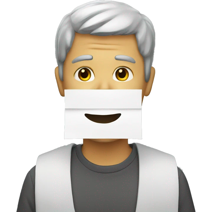 man with paper in mouth emoji
