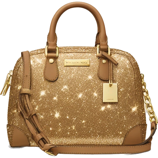 Realistic tan glitter Michael Kors satchel purse.  emoji