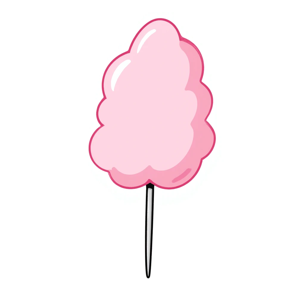 pastel pink cotton candy on a paper stick, soft and whimsical emoji