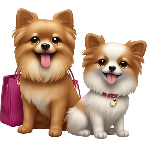 Two Pom dogs with birkin bag emoji
