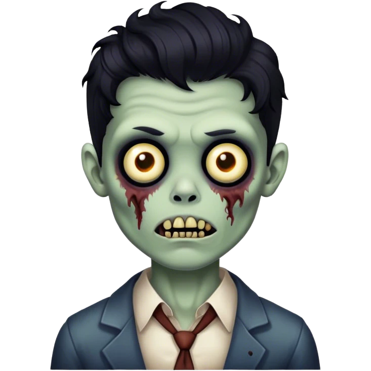 vintage zombie boy black wavy hair emoji