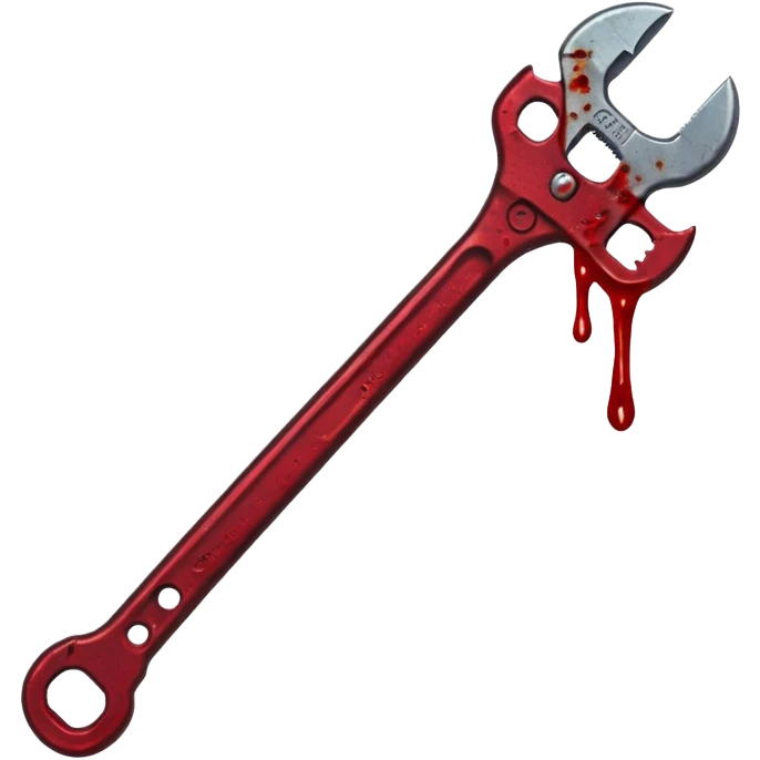 A wrench covered In zombie blood, in a dark menacing style emoji