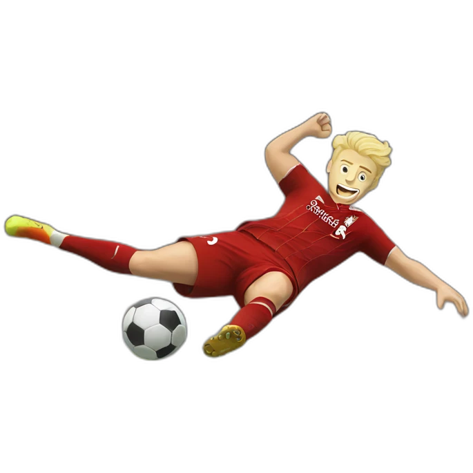blonde liverpool player kicking emoji