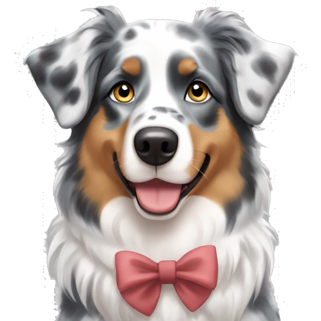 Blue Merle Australian Shepherd with bow emoji
