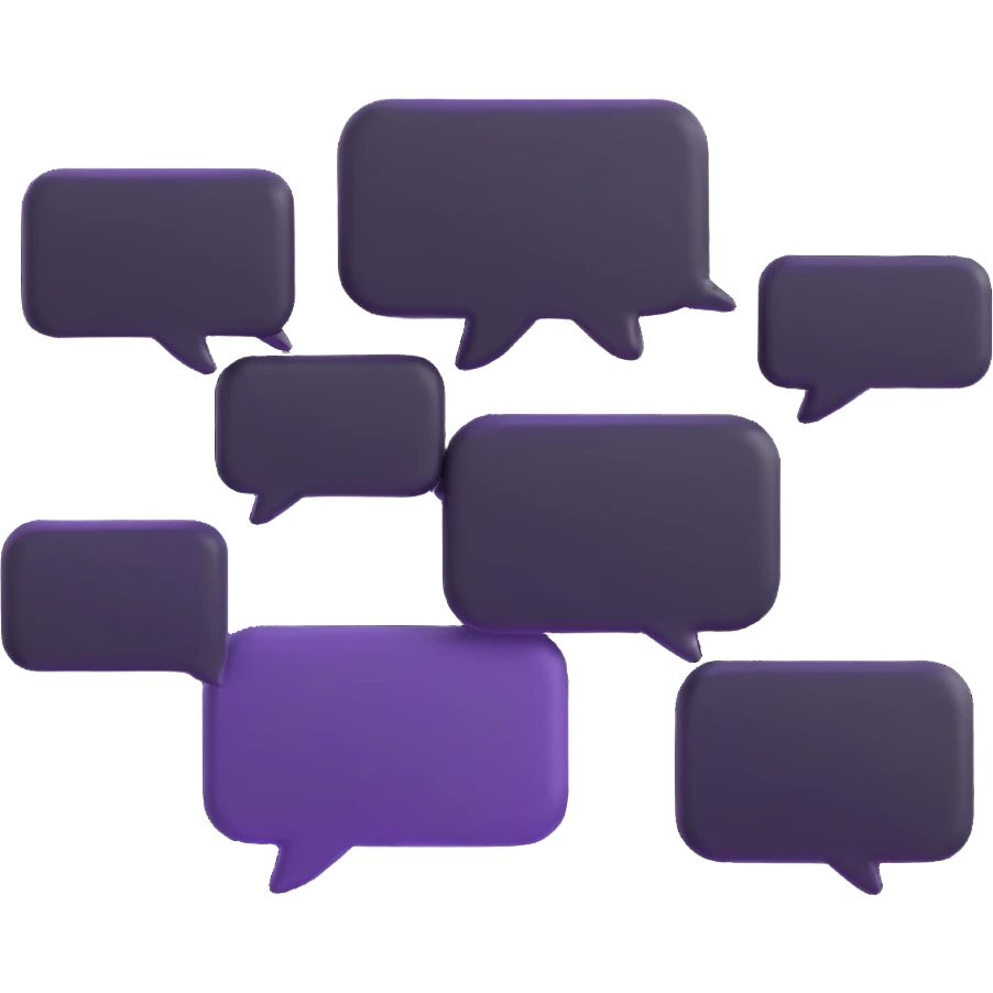 multiple chat bubbles connected together in a group conversation emoji