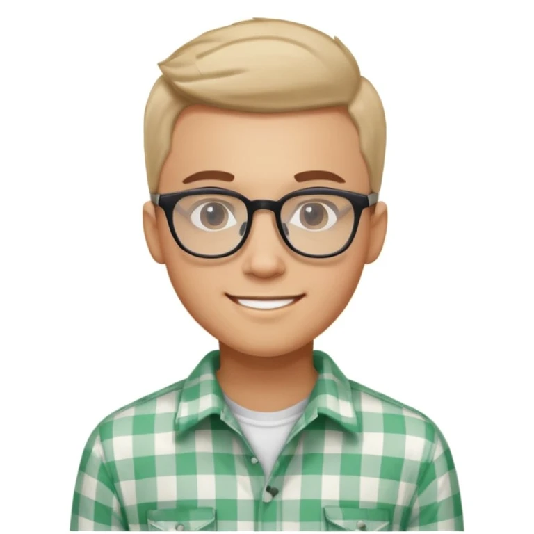 A confident young man in a checkered shirt and glasses poses indoors with a sharp, stylish look.


 emoji