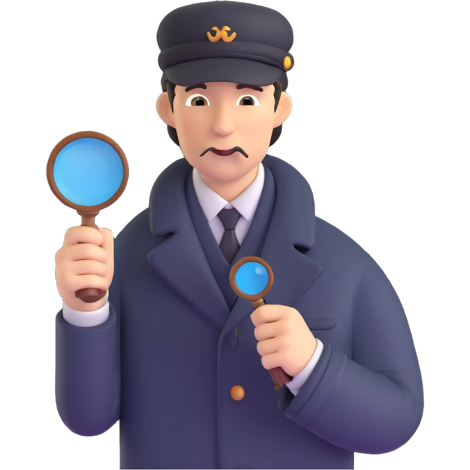 Sherlock Holmes with deerstalker hat and magnifying glass emoji