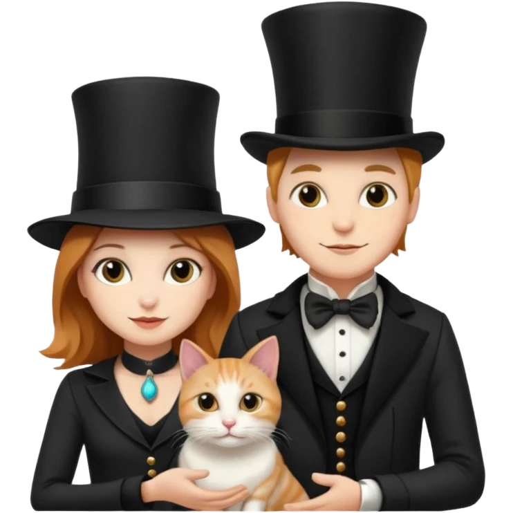 magician couple and their pet cat emoji