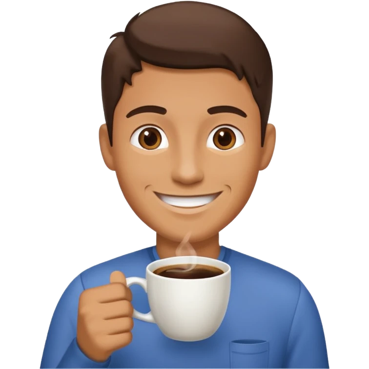 Human u LOVES coffee. and have coffee front of him emoji