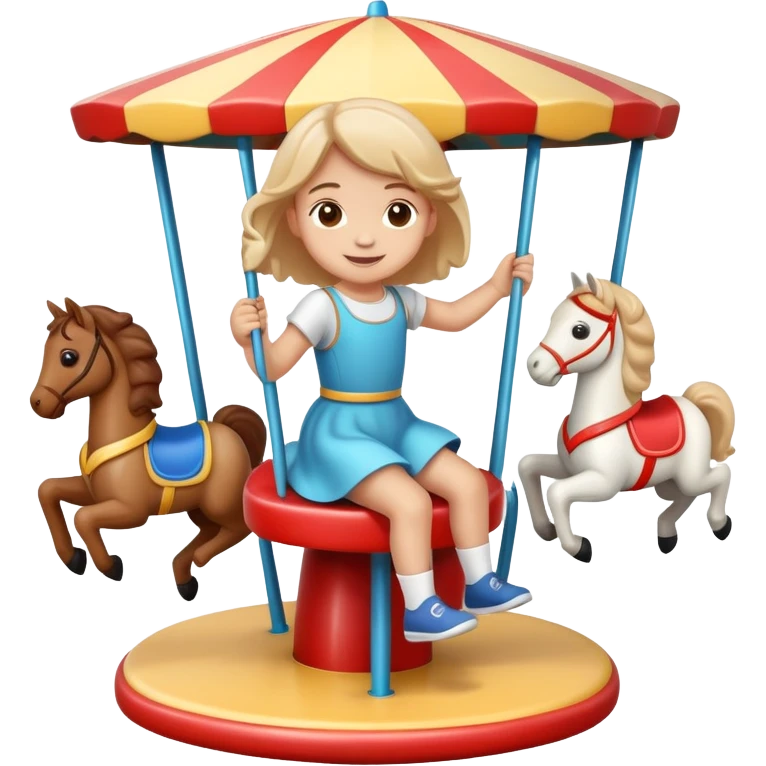 child spinning on a playground merry-go-round, cheerful and playful emoji
