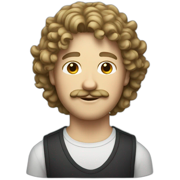 australian white guy with dark blond curly hair and mustache emoji