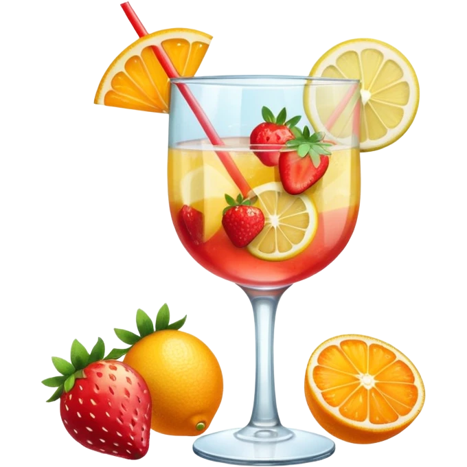 summer cocktail with lemon, strawberry, orange emoji