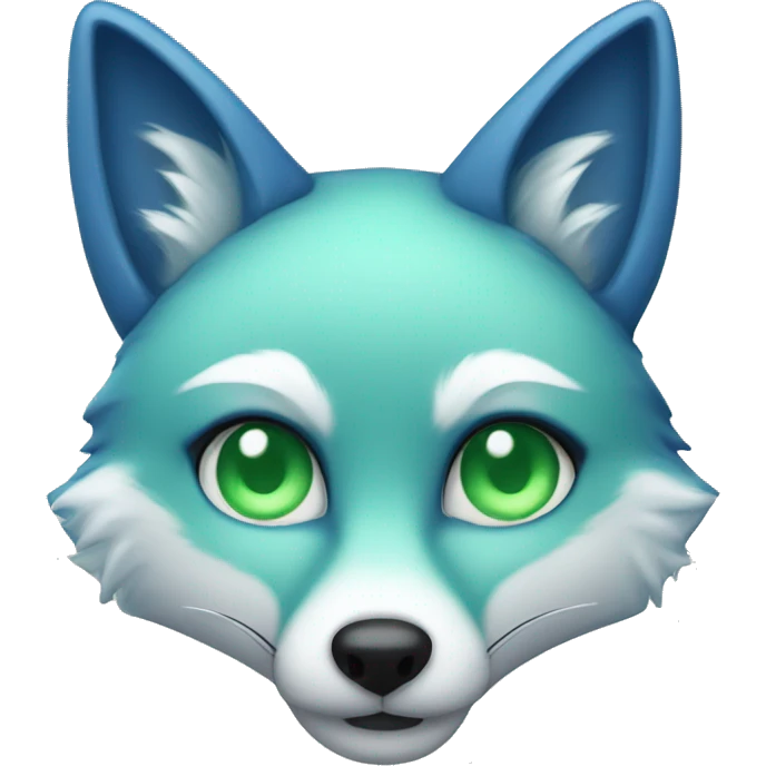 blue fox with mint green eyes  emoji