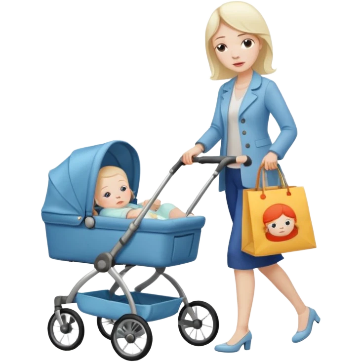 exhausted lady shopping with baby emoji