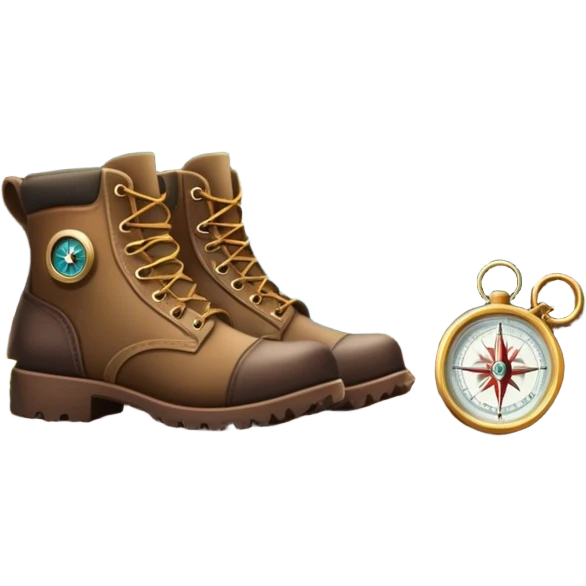 Icon for Hunting Tourism: a rifle, hunting boots, and a compass on a forest background, with a silhouette of wildlife in the distance. The icon should capture the adventure and connection with nature in hunting tourism. Transparent background. emoji