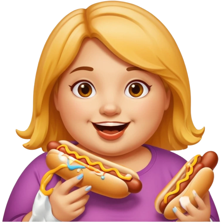 Chubby girl with hot dogs emoji
