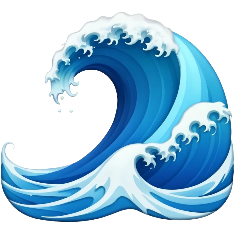 Create a highly polished, 3D game UI–style illustration of a  BLUE COLOR SEA WAVE emoji
