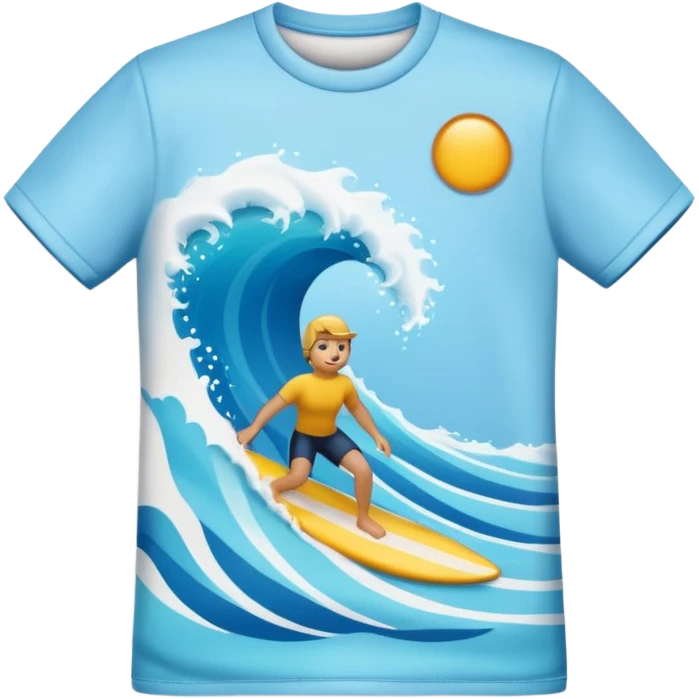 3D emoji-style icon of a t-shirt with a surf wave, soft and smooth texture, realistic lighting and shadows.
 emoji