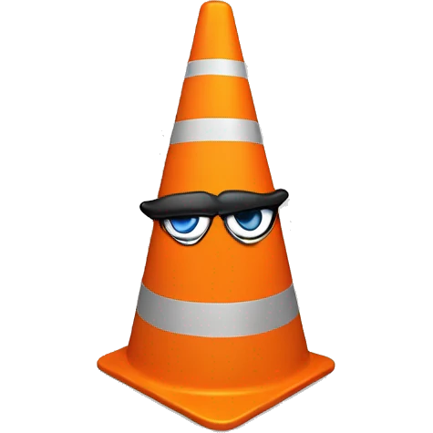 Human with orange trafic cone in front of his eyes emoji