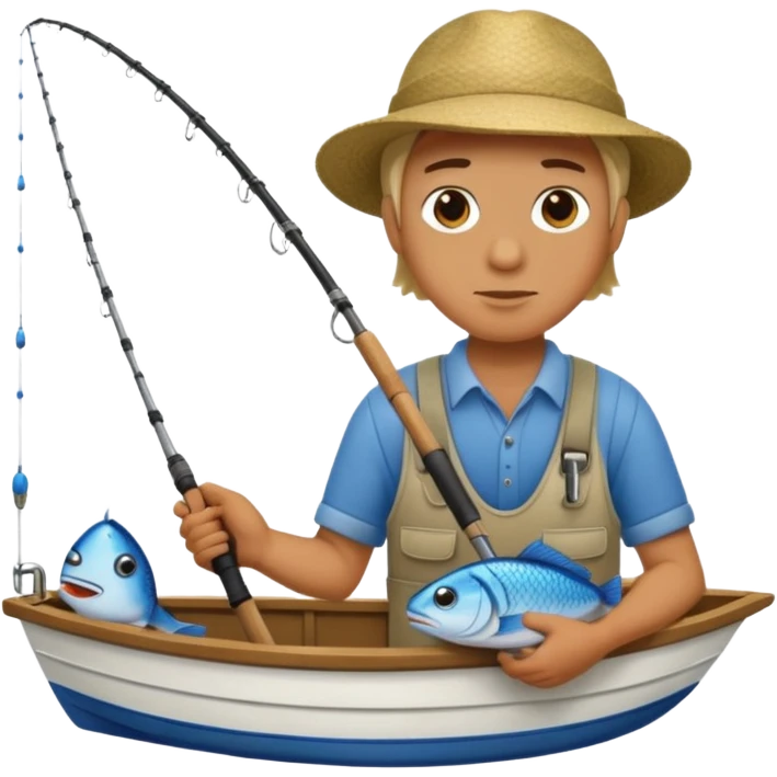 Someone fishing a fish on a boat. emoji