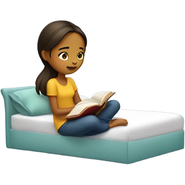 Girl reading on bed emoji