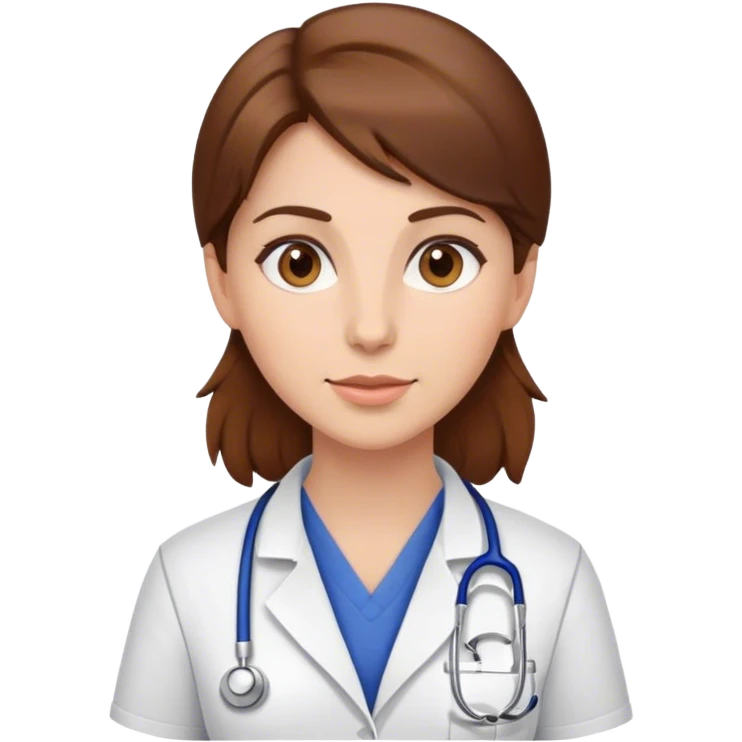 female vetranarian with brown hair and brown eyes emoji