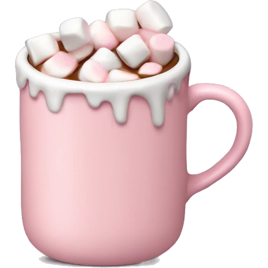 Light Pink mug of hot chocolate with marshmallows  emoji