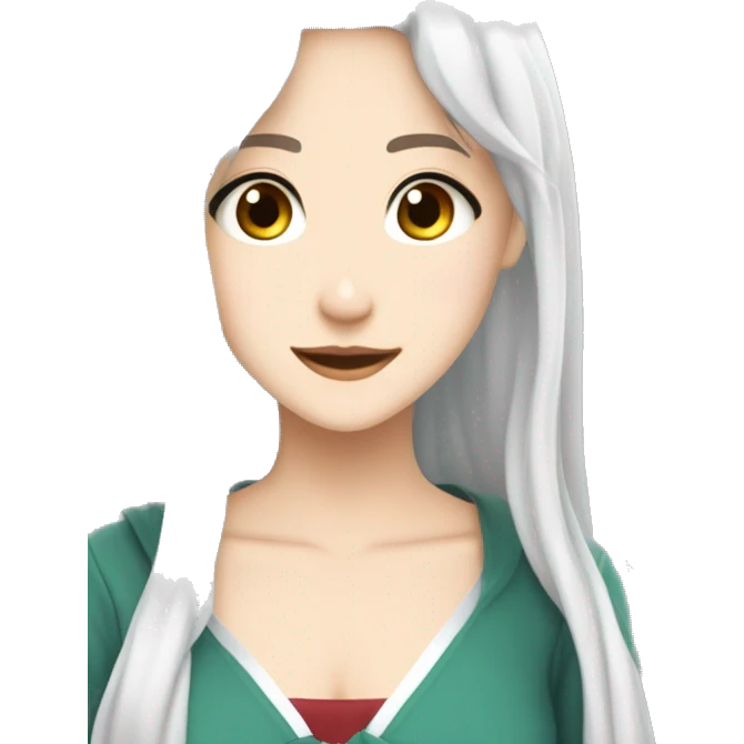 karakter anime perempuan berambut putih di kuncir dua elf emoji