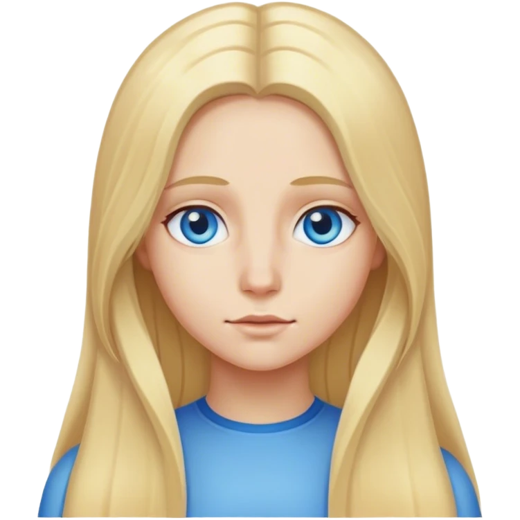Long blonde hair middle part blue eyes emoji
